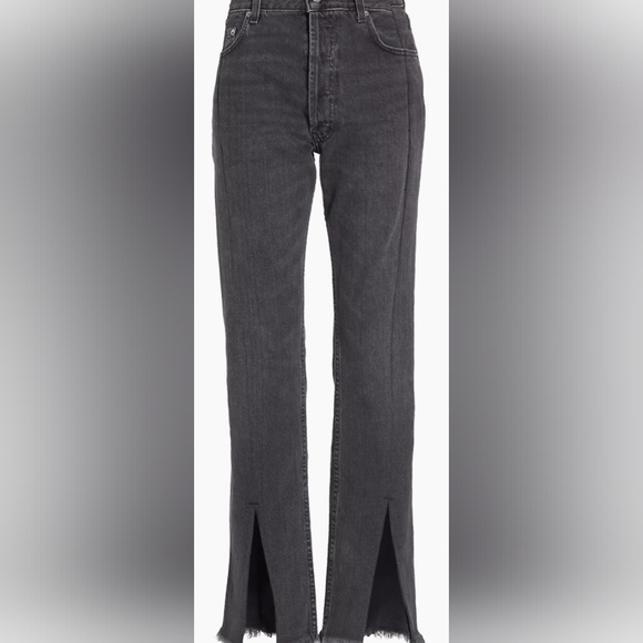 NWT EB Denim Straight Leg Split Hem Black Wash Jeans Size 27 - Picture 3 of 14